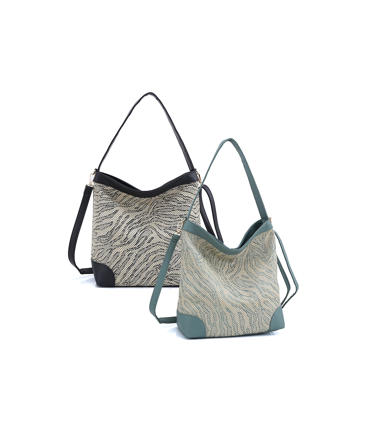 W202103 BOLSO DE HOMBRO DE RAFIA ZEBRA
