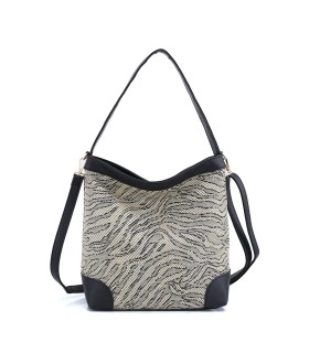 W202103 BOLSO DE HOMBRO DE RAFIA ZEBRA