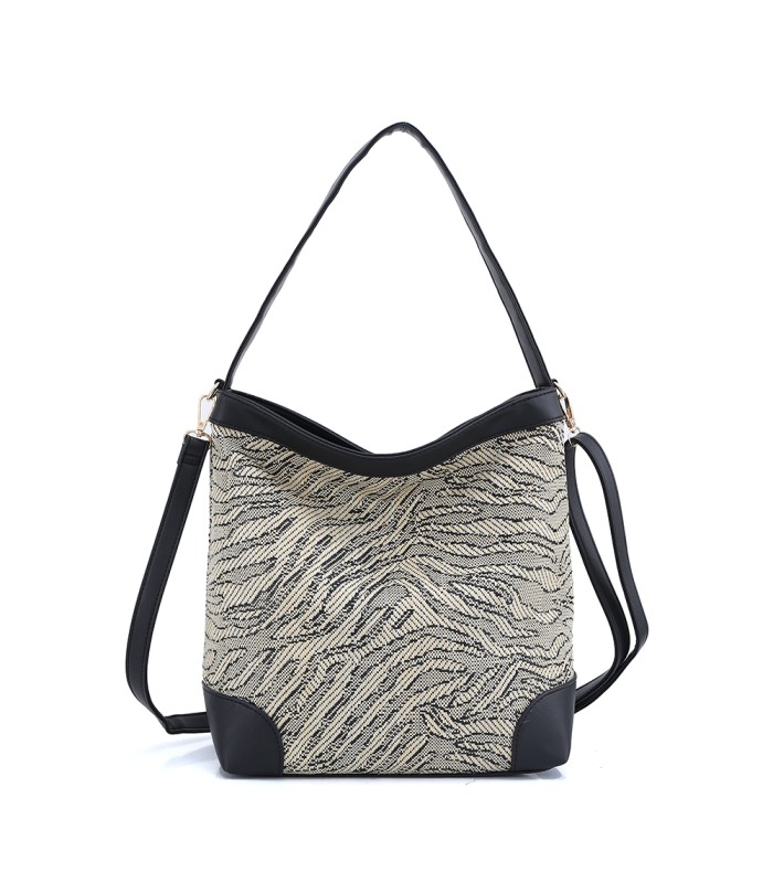 W202103 BOLSO DE HOMBRO DE RAFIA ZEBRA