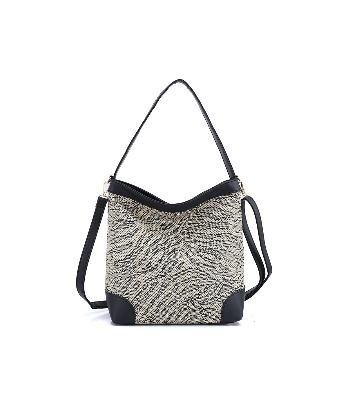 W202103 BOLSO DE HOMBRO DE RAFIA ZEBRA