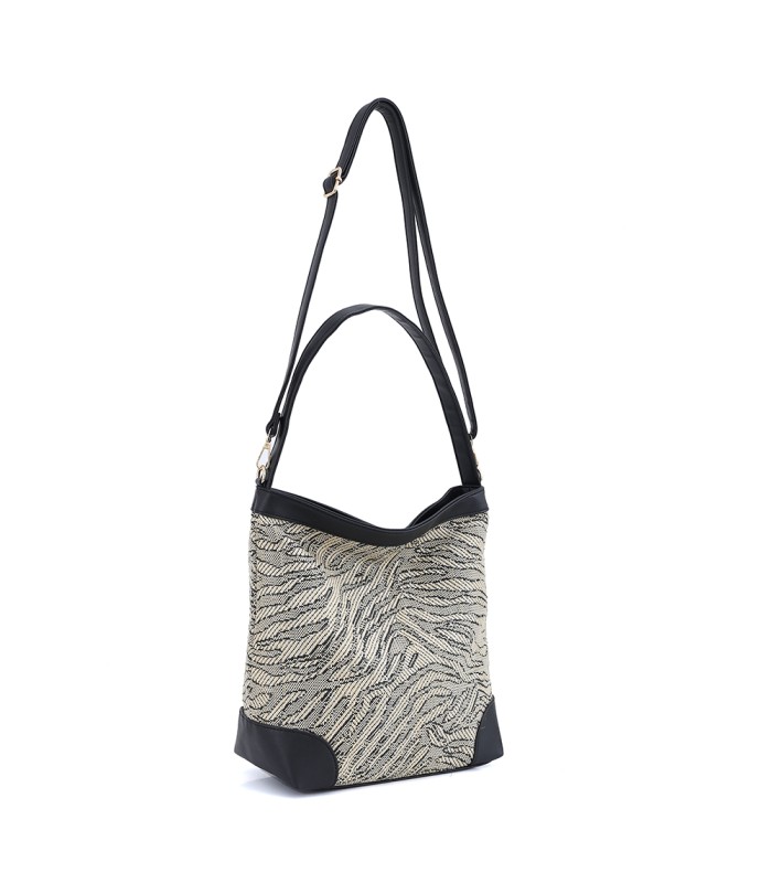 W202103 BOLSO DE HOMBRO DE RAFIA ZEBRA