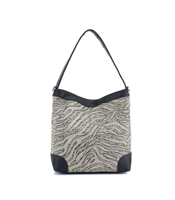 W202103 BOLSO DE HOMBRO DE RAFIA ZEBRA