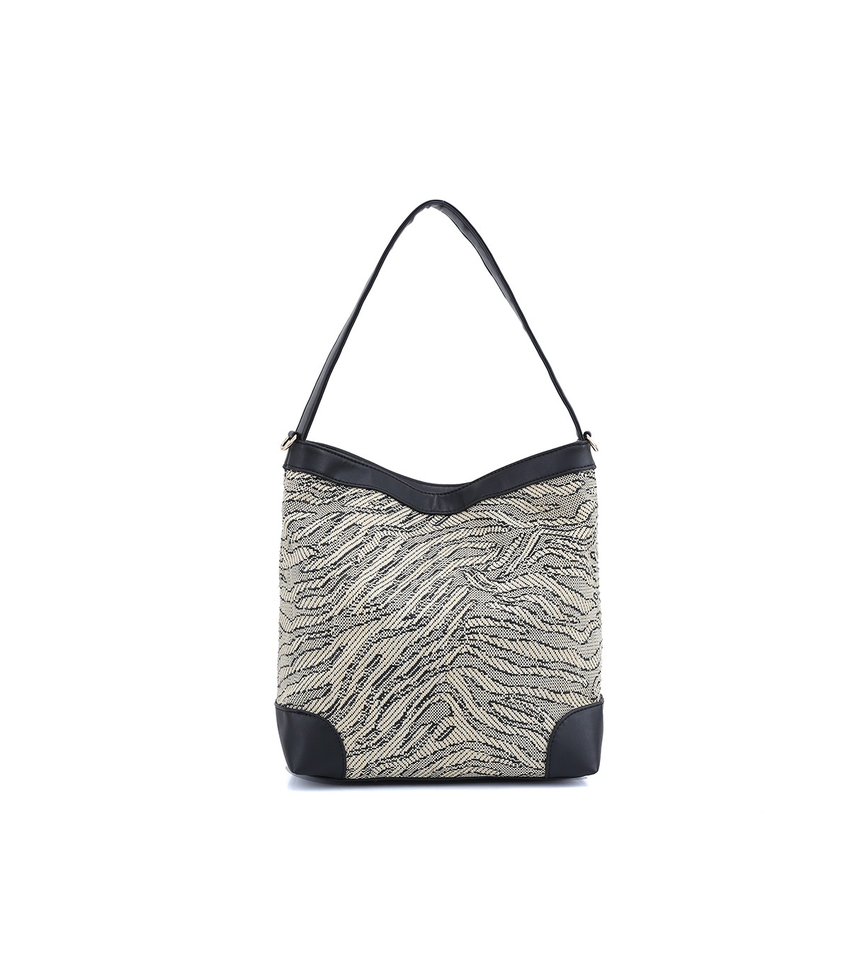 W202103 BOLSO DE HOMBRO DE RAFIA ZEBRA