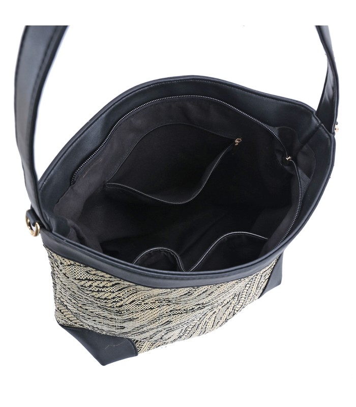 W202103 BOLSO DE HOMBRO DE RAFIA ZEBRA
