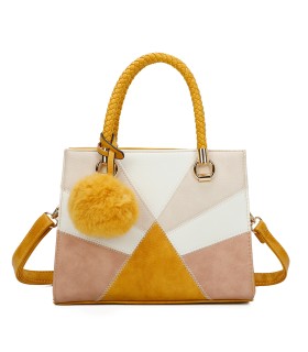 T11455 - Bolso de mano y bandolera con adorno de pompon