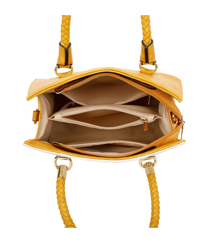 T11455 - Bolso de mano y bandolera con adorno de pompon