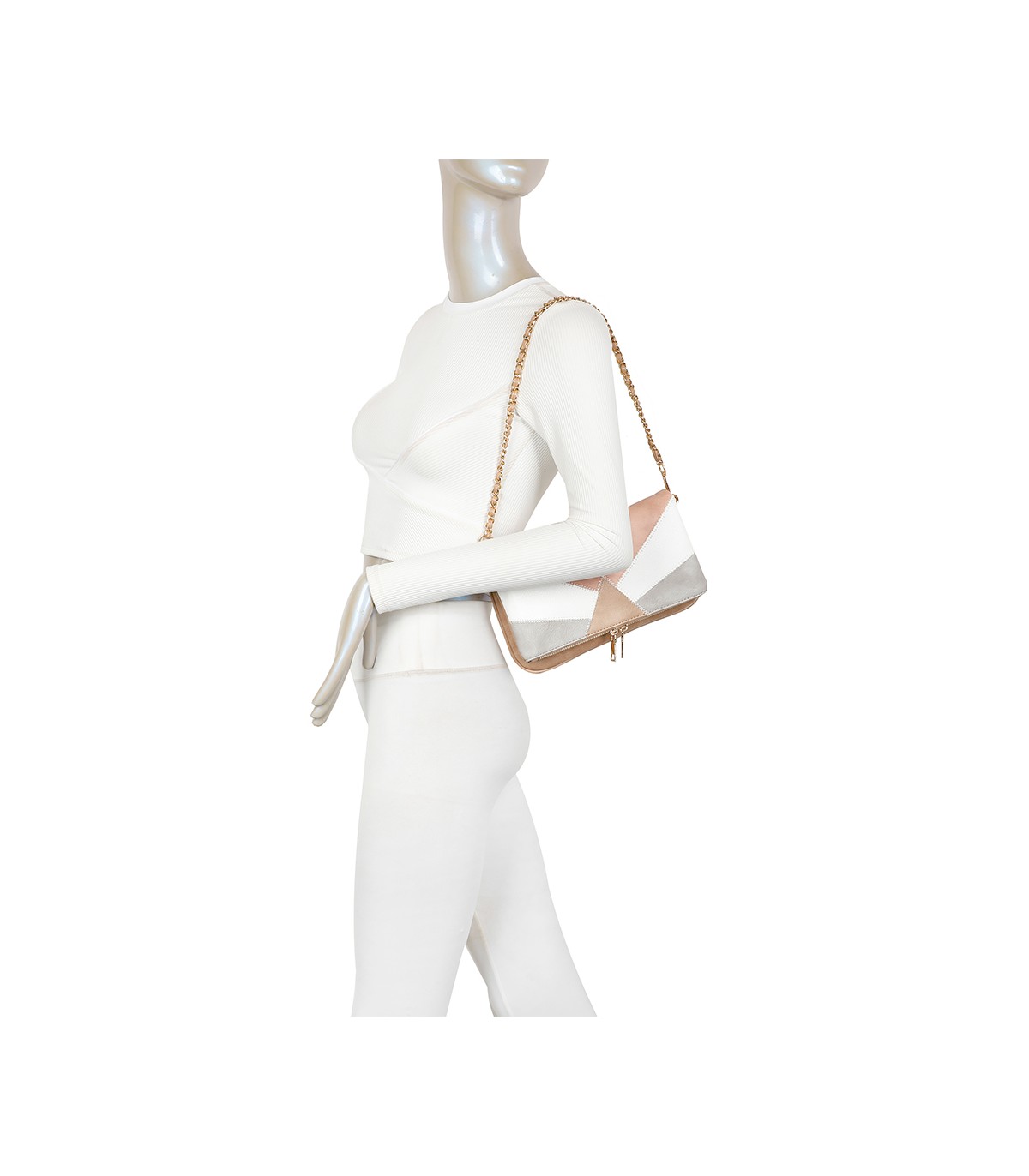 T11459 - Bolso bandolera para mujer con cadena para bolso de mano
