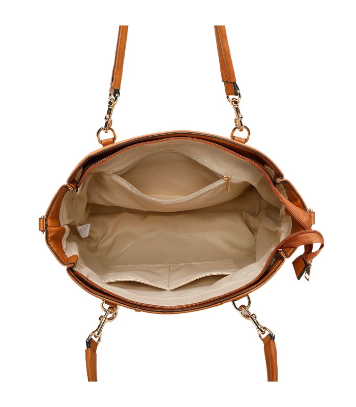 T11460 - Bolso bandolera con pompón y mosquetones en el asa y bandolera