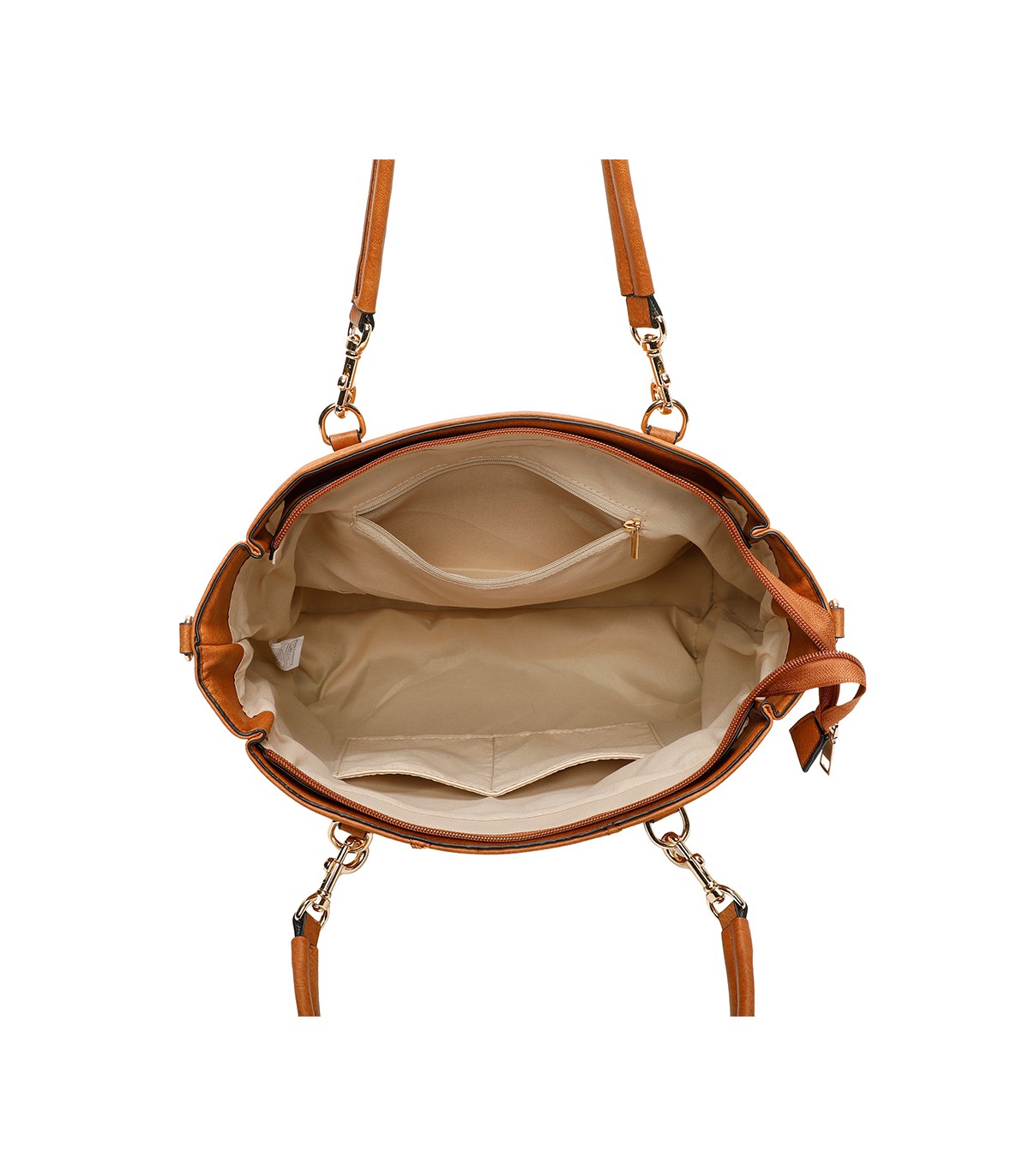 T11460 - Bolso bandolera con pompón y mosquetones en el asa y bandolera