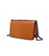 T11463 - Bolso bandolera de solapa con bandolera de cadena negra y refuerzo para el hombro