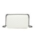T11463 - Bolso bandolera de solapa con bandolera de cadena negra y refuerzo para el hombro