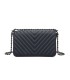 T11463 - Bolso bandolera de solapa con bandolera de cadena negra y refuerzo para el hombro