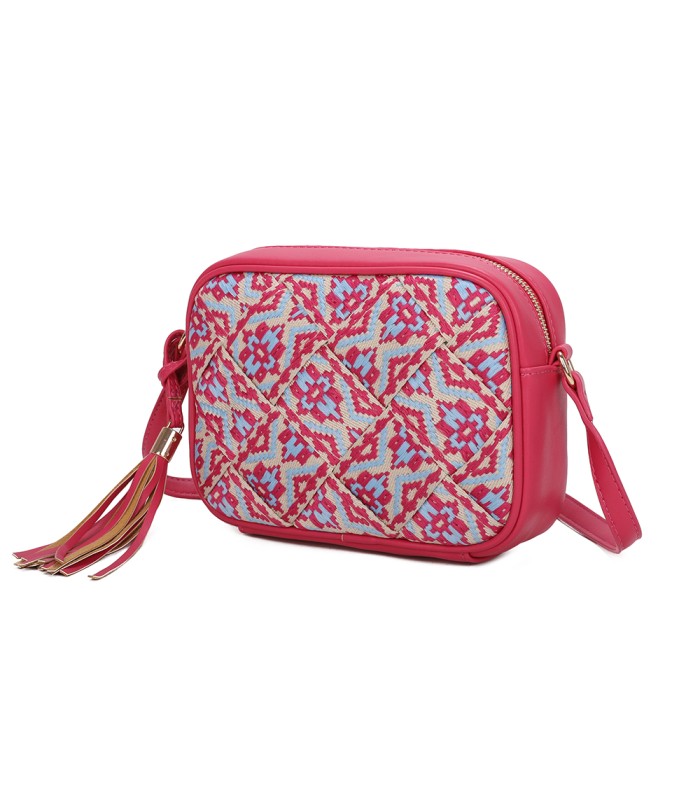 T11400 - Bolso bandolera con patrón de urdimbre de diversos colores