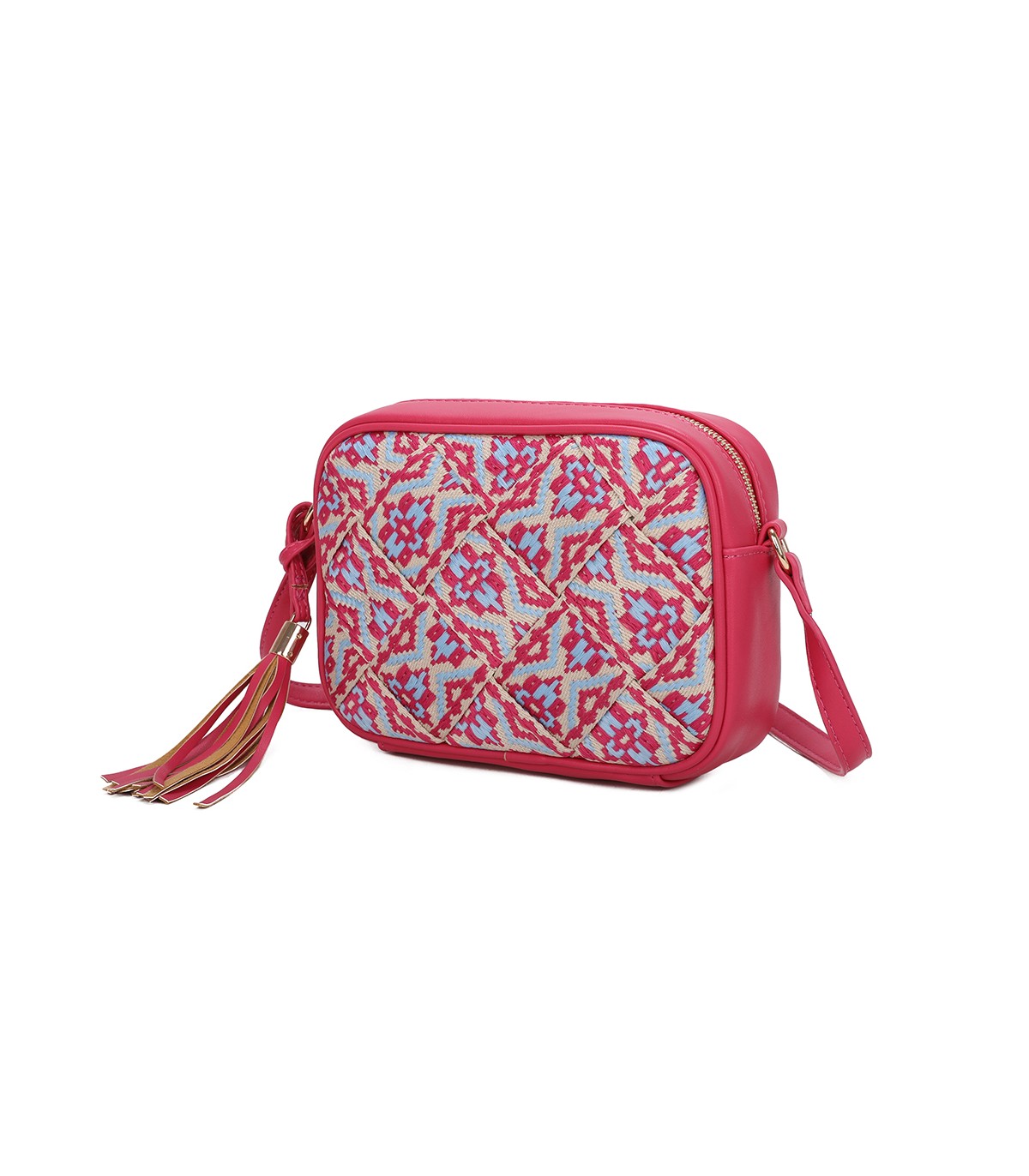 T11400 - Bolso bandolera con patrón de urdimbre de diversos colores