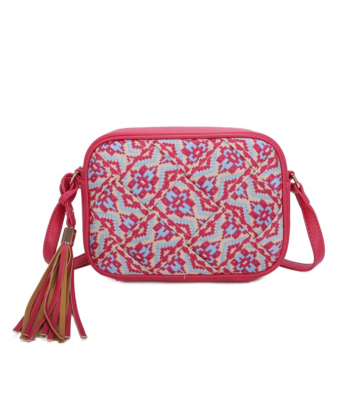 T11400 - Bolso bandolera con patrón de urdimbre de diversos colores