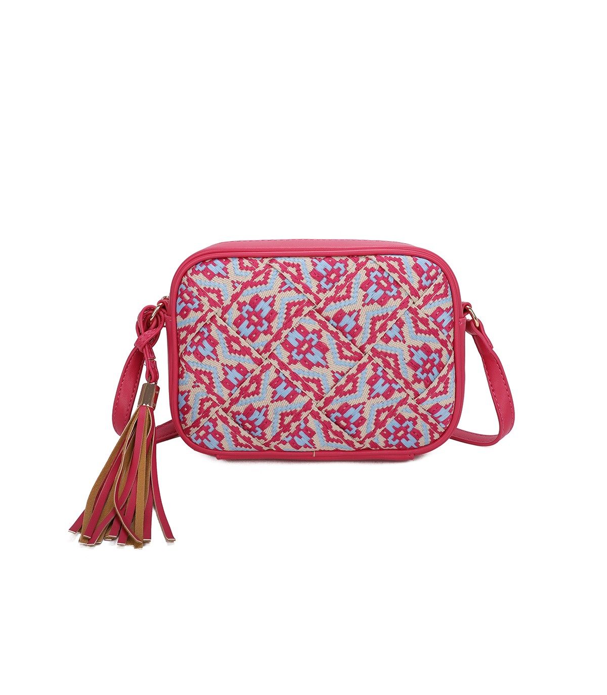 T11400 - Bolso bandolera con patrón de urdimbre de diversos colores