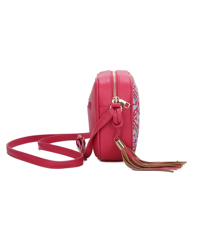 T11400 - Bolso bandolera con patrón de urdimbre de diversos colores