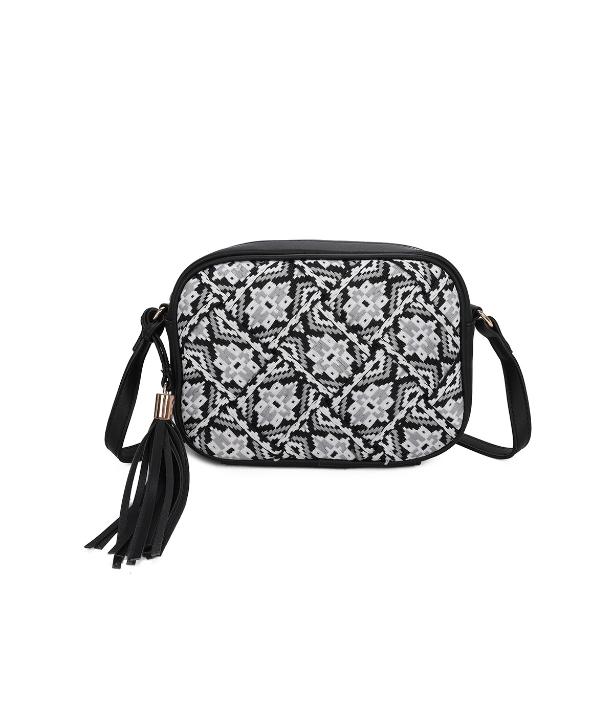 T11400 - Bolso bandolera con patrón de urdimbre de diversos colores