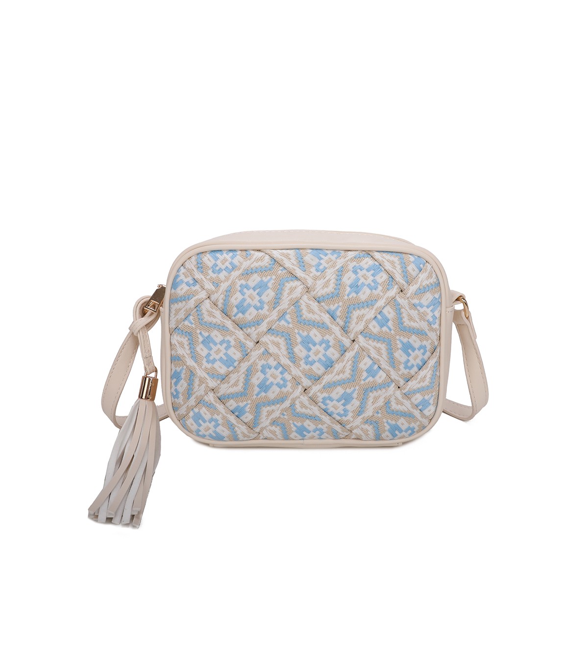 T11400 - Bolso bandolera con patrón de urdimbre de diversos colores