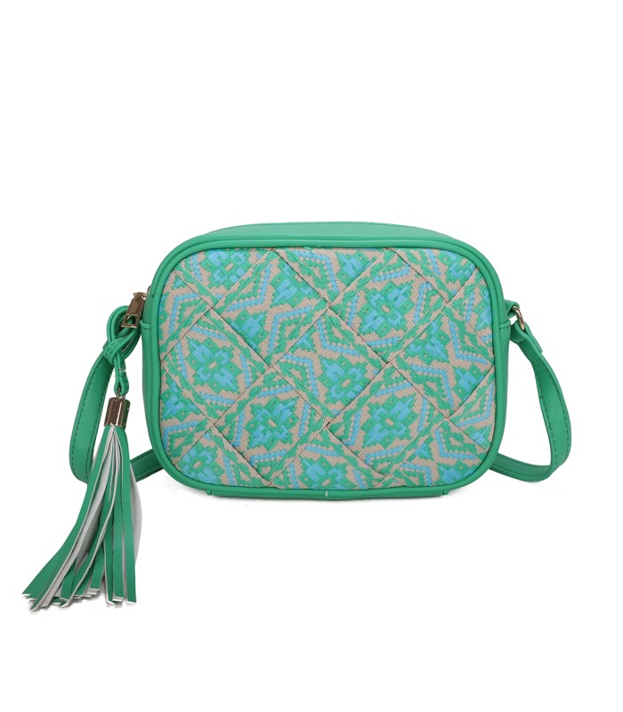 T11400 - Bolso bandolera con patrón de urdimbre de diversos colores