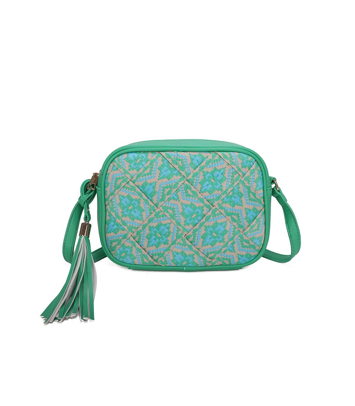 T11400 - Bolso bandolera con patrón de urdimbre de diversos colores