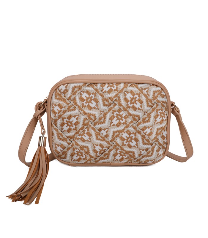 T11400 - Bolso bandolera con patrón de urdimbre de diversos colores