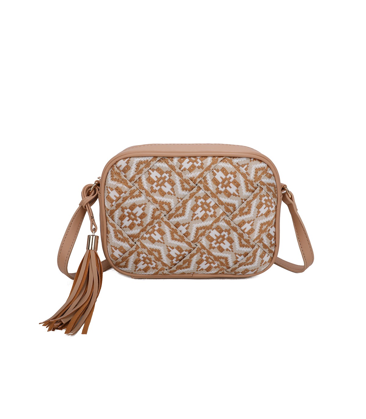 T11400 - Bolso bandolera con patrón de urdimbre de diversos colores
