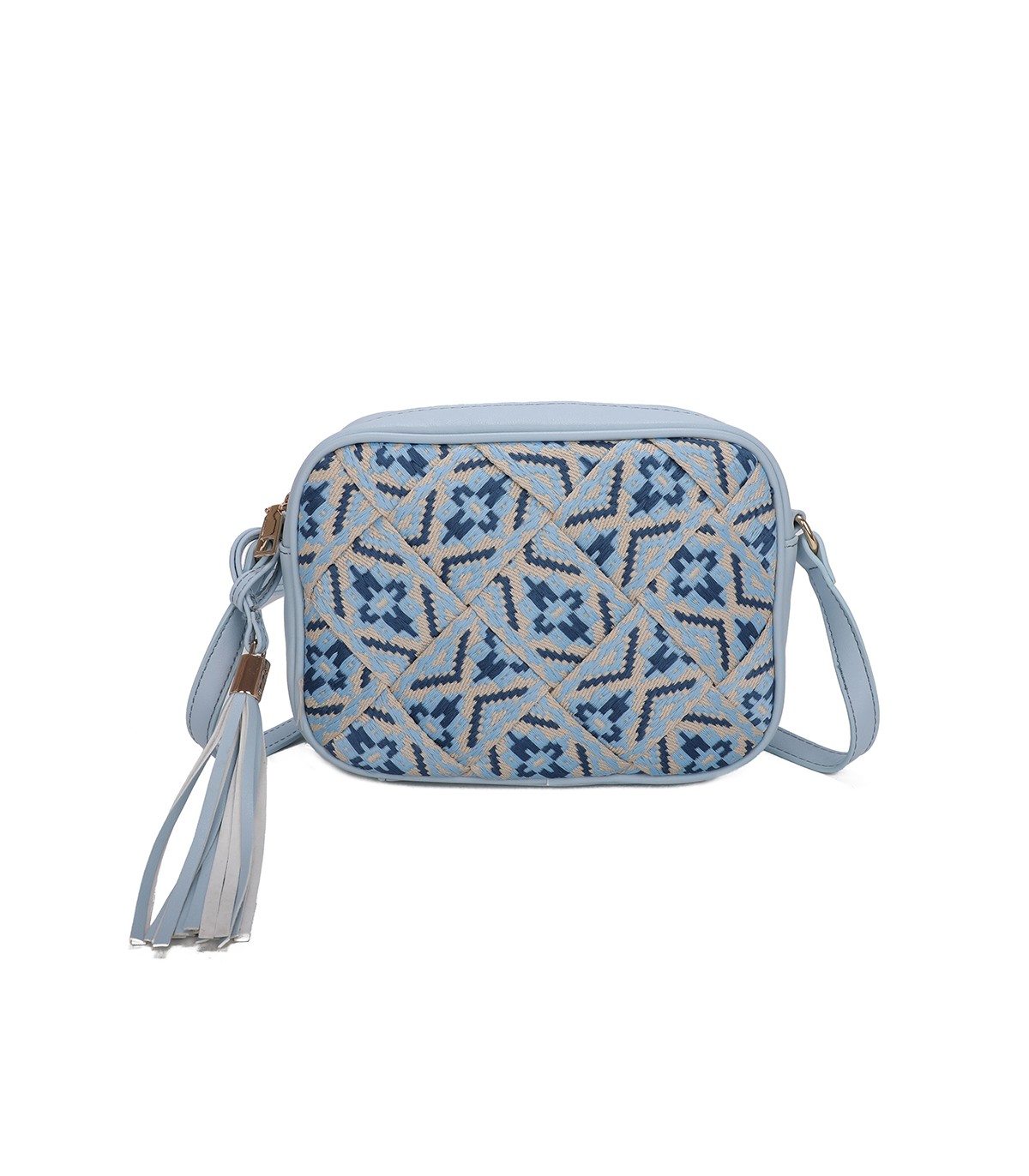 T11400 - Bolso bandolera con patrón de urdimbre de diversos colores