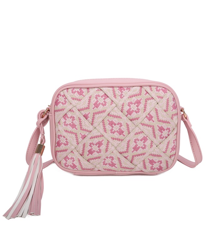 T11400 - Bolso bandolera con patrón de urdimbre de diversos colores