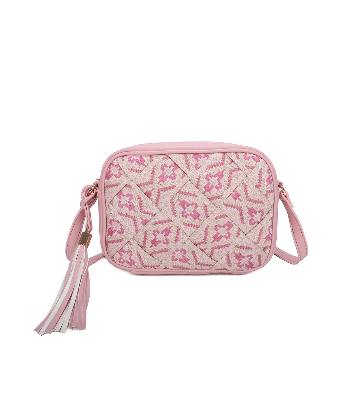 T11400 - Bolso bandolera con patrón de urdimbre de diversos colores