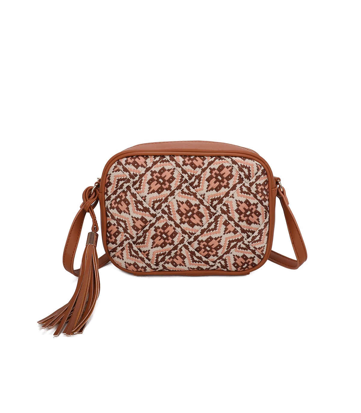 T11400 - Bolso bandolera con patrón de urdimbre de diversos colores