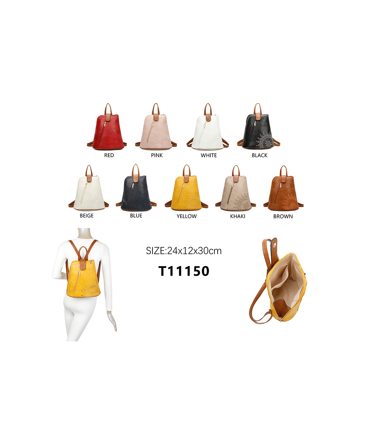 T11150 - Mochila con mandala y cuerpo cónico con bolsillo frontal