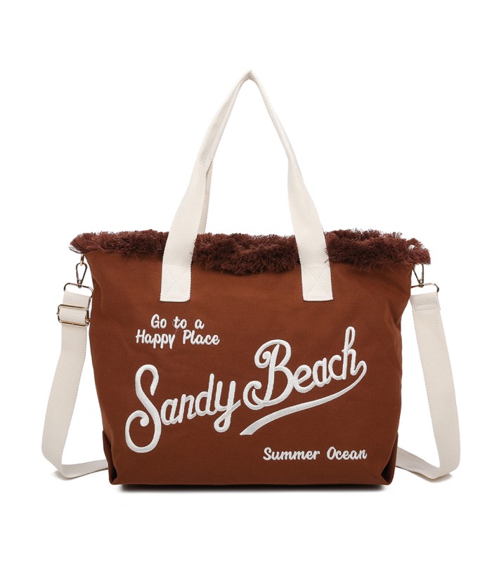 T11413 - Bolso bandolera y de mano para la playa muchos colores con letras bordadas