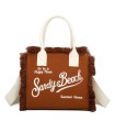 T11411 - Bolso bandolera y de mano para la playa con flecos y con letras bordadas
