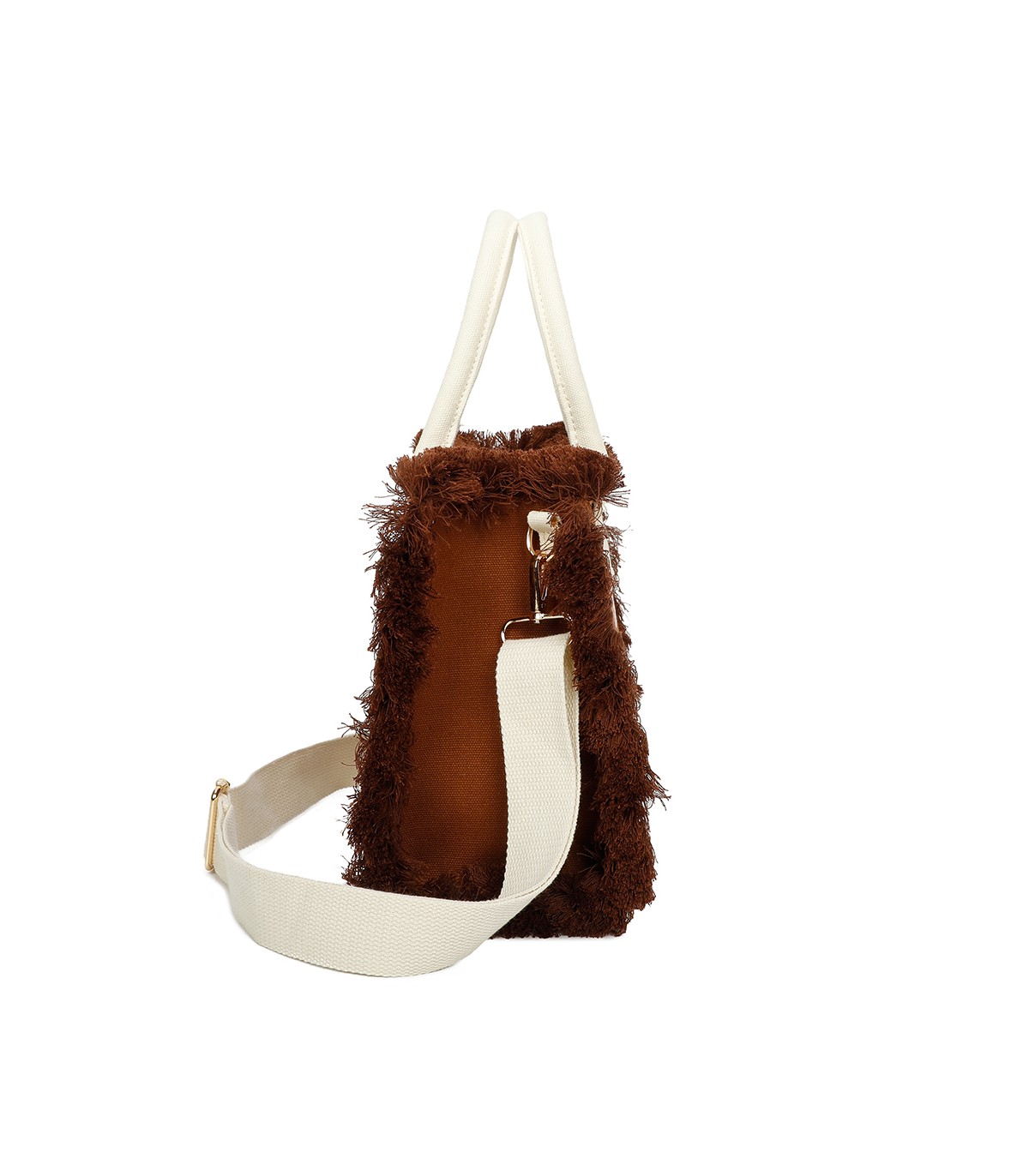 T11411 - Bolso bandolera y de mano para la playa con flecos y con letras bordadas