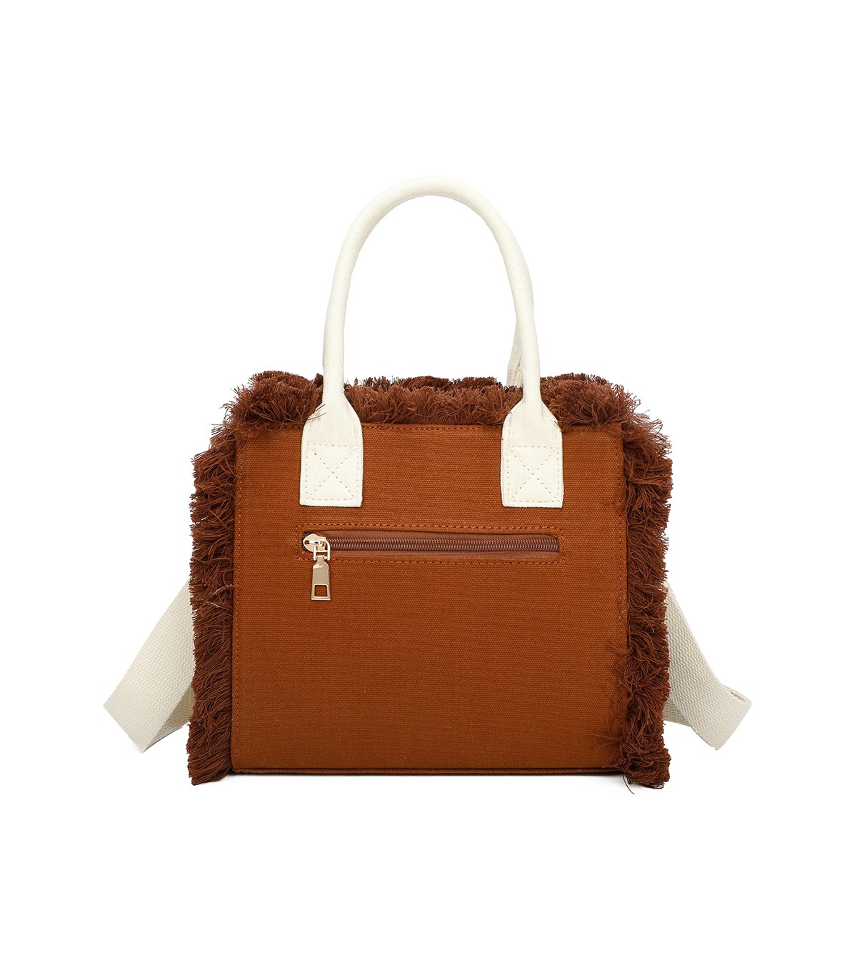 T11411 - Bolso bandolera y de mano para la playa con flecos y con letras bordadas
