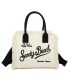 T11411 - Bolso bandolera y de mano para la playa con flecos y con letras bordadas