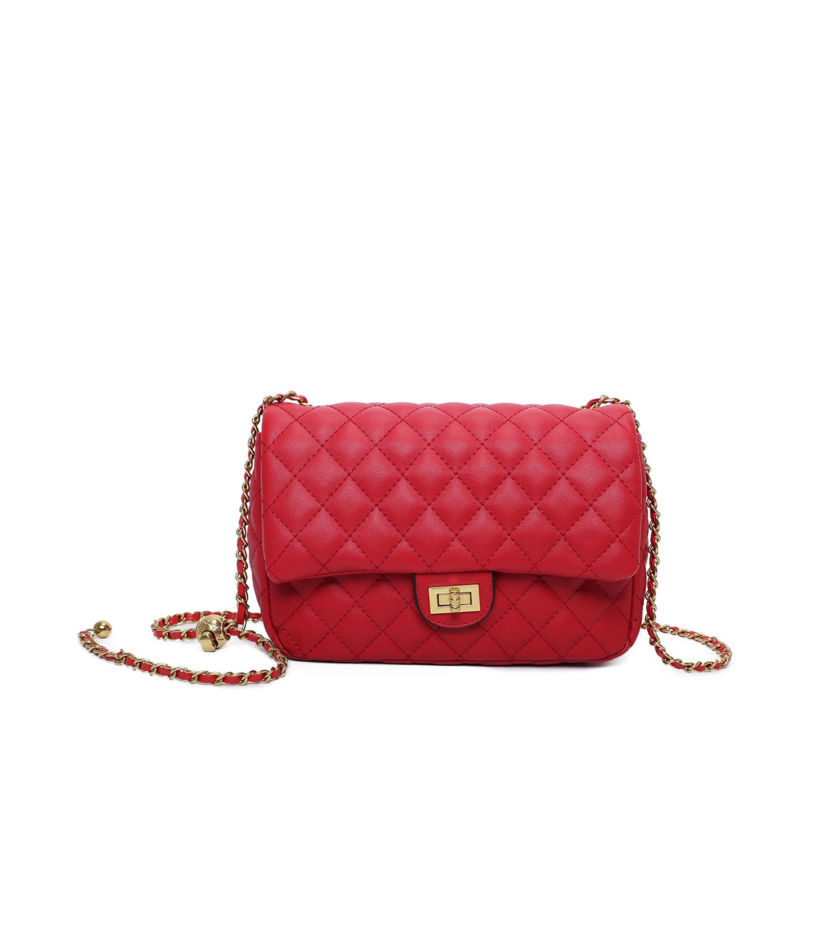 T11487 - Bolso bandolera con cierre de pestillo y asa de cadeneta de colores