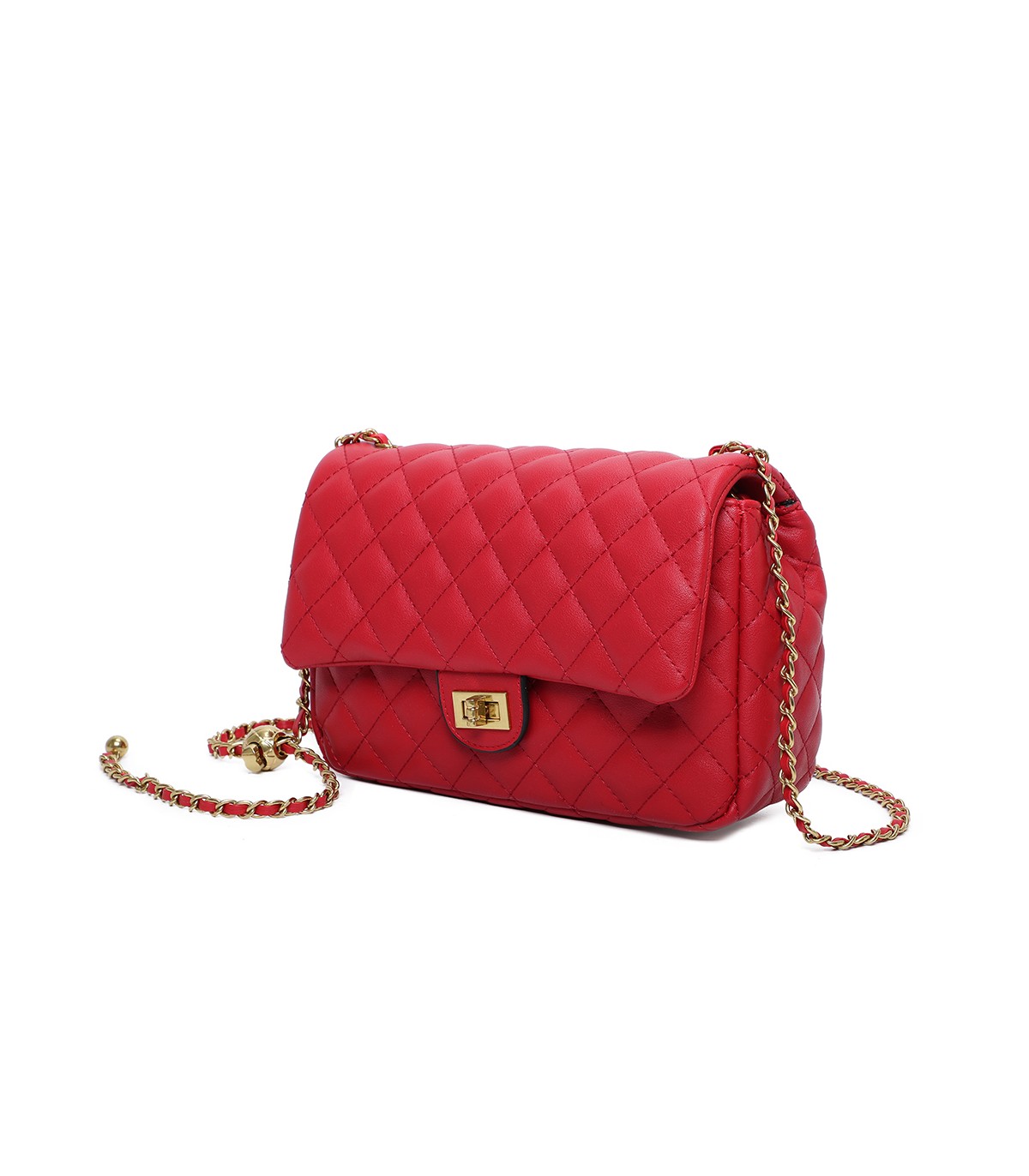 T11487 - Bolso bandolera con cierre de pestillo y asa de cadeneta de colores
