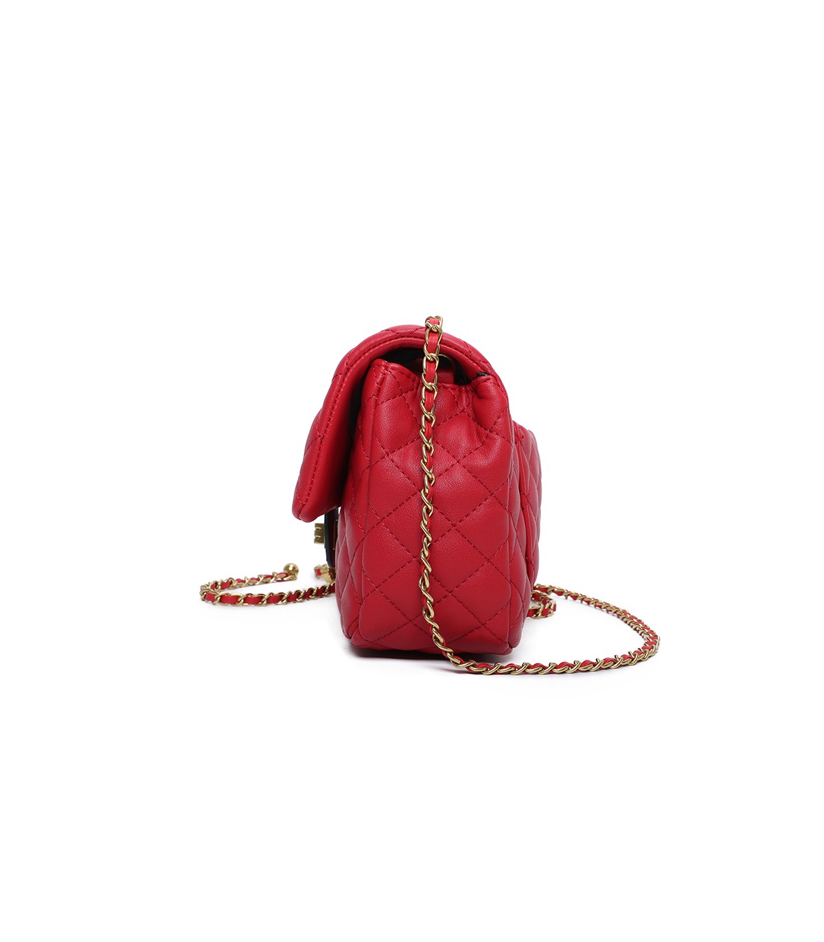 T11487 - Bolso bandolera con cierre de pestillo y asa de cadeneta de colores