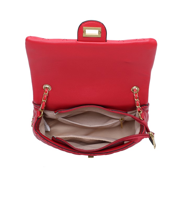 T11487 - Bolso bandolera con cierre de pestillo y asa de cadeneta de colores