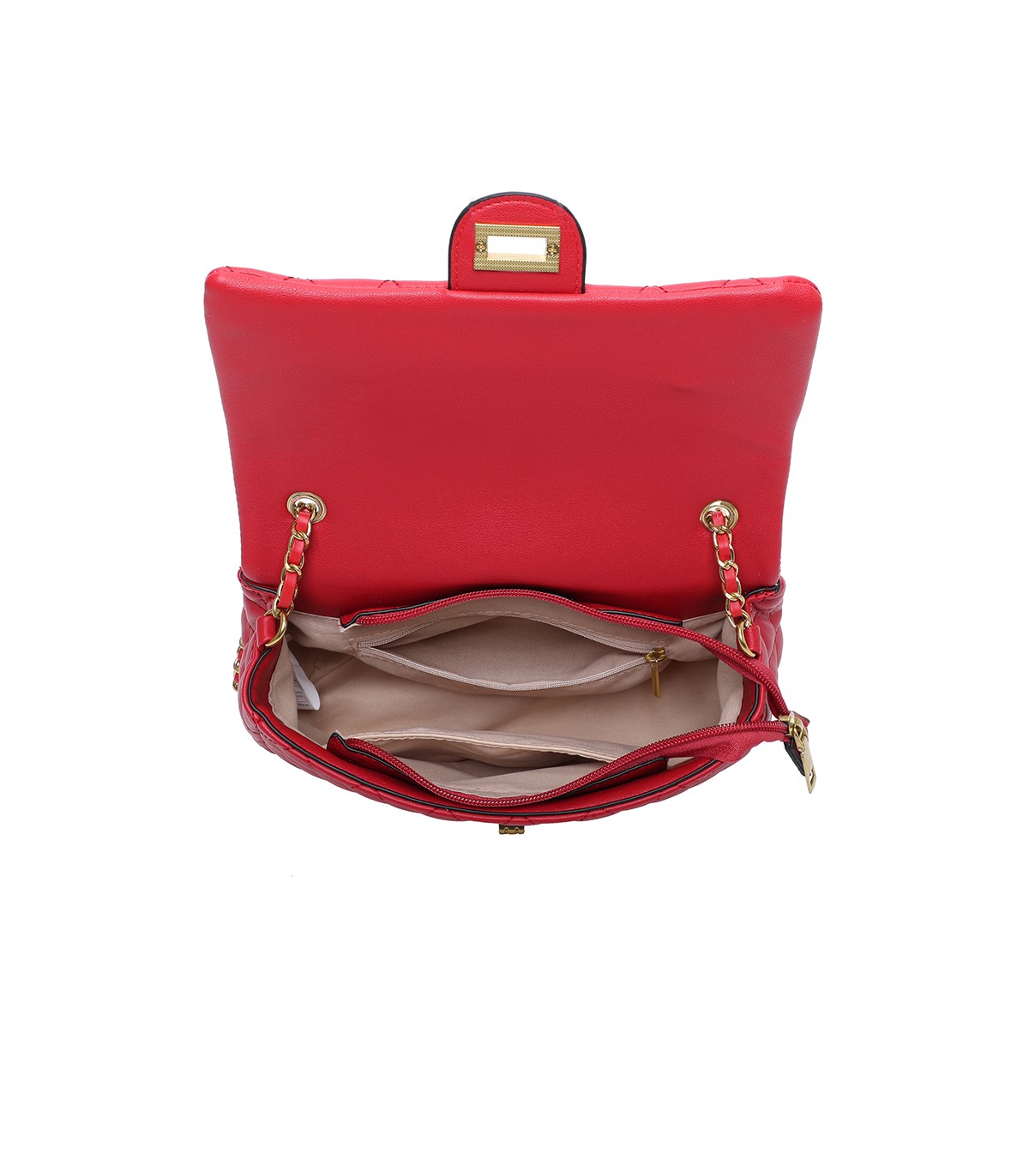 T11487 - Bolso bandolera con cierre de pestillo y asa de cadeneta de colores