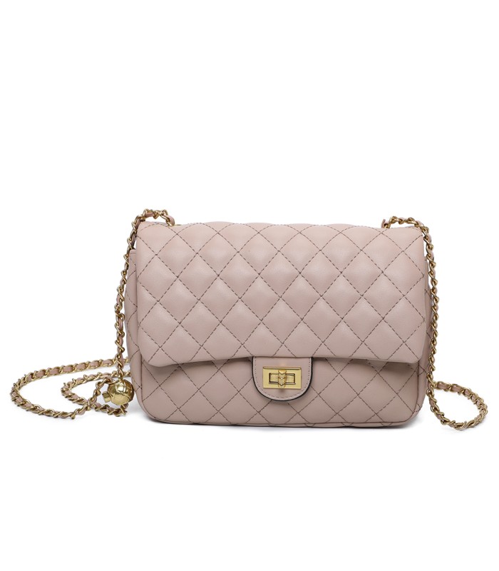 T11487 - Bolso bandolera con cierre de pestillo y asa de cadeneta de colores