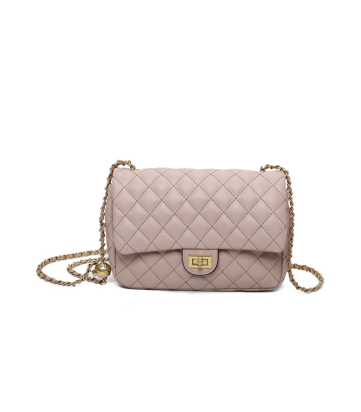 T11487 - Bolso bandolera con cierre de pestillo y asa de cadeneta de colores