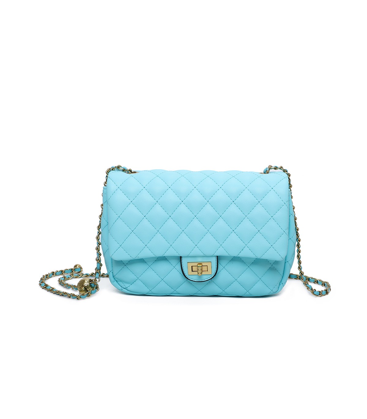 T11487 - Bolso bandolera con cierre de pestillo y asa de cadeneta de colores