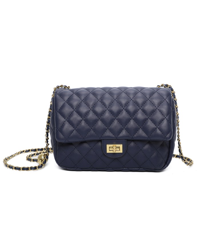 T11487 - Bolso bandolera con cierre de pestillo y asa de cadeneta de colores