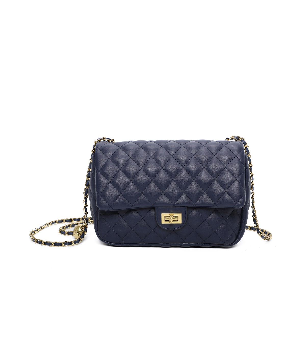 T11487 - Bolso bandolera con cierre de pestillo y asa de cadeneta de colores