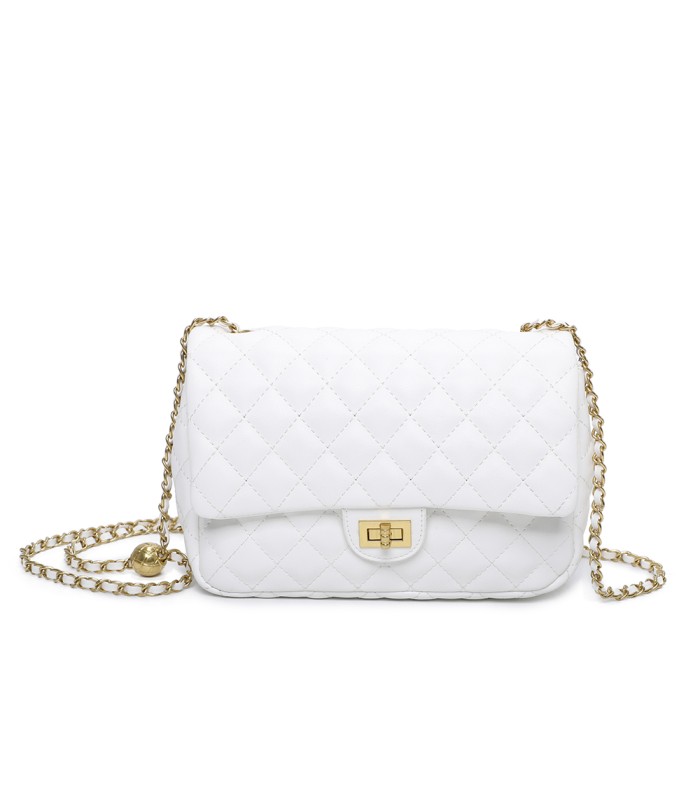 T11487 - Bolso bandolera con cierre de pestillo y asa de cadeneta de colores