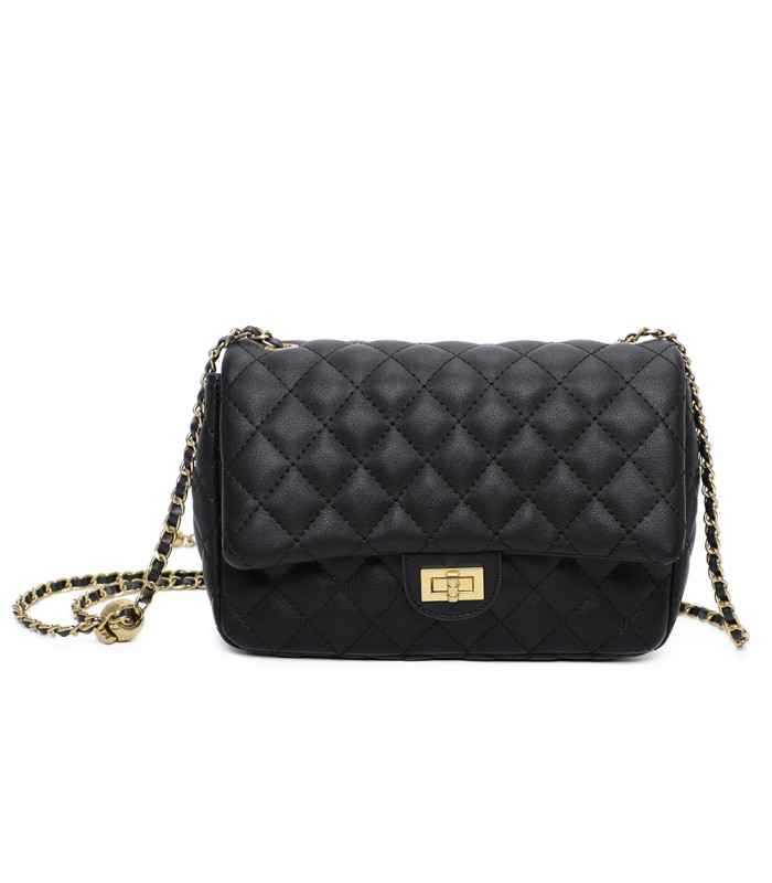 T11487 - Bolso bandolera con cierre de pestillo y asa de cadeneta de colores