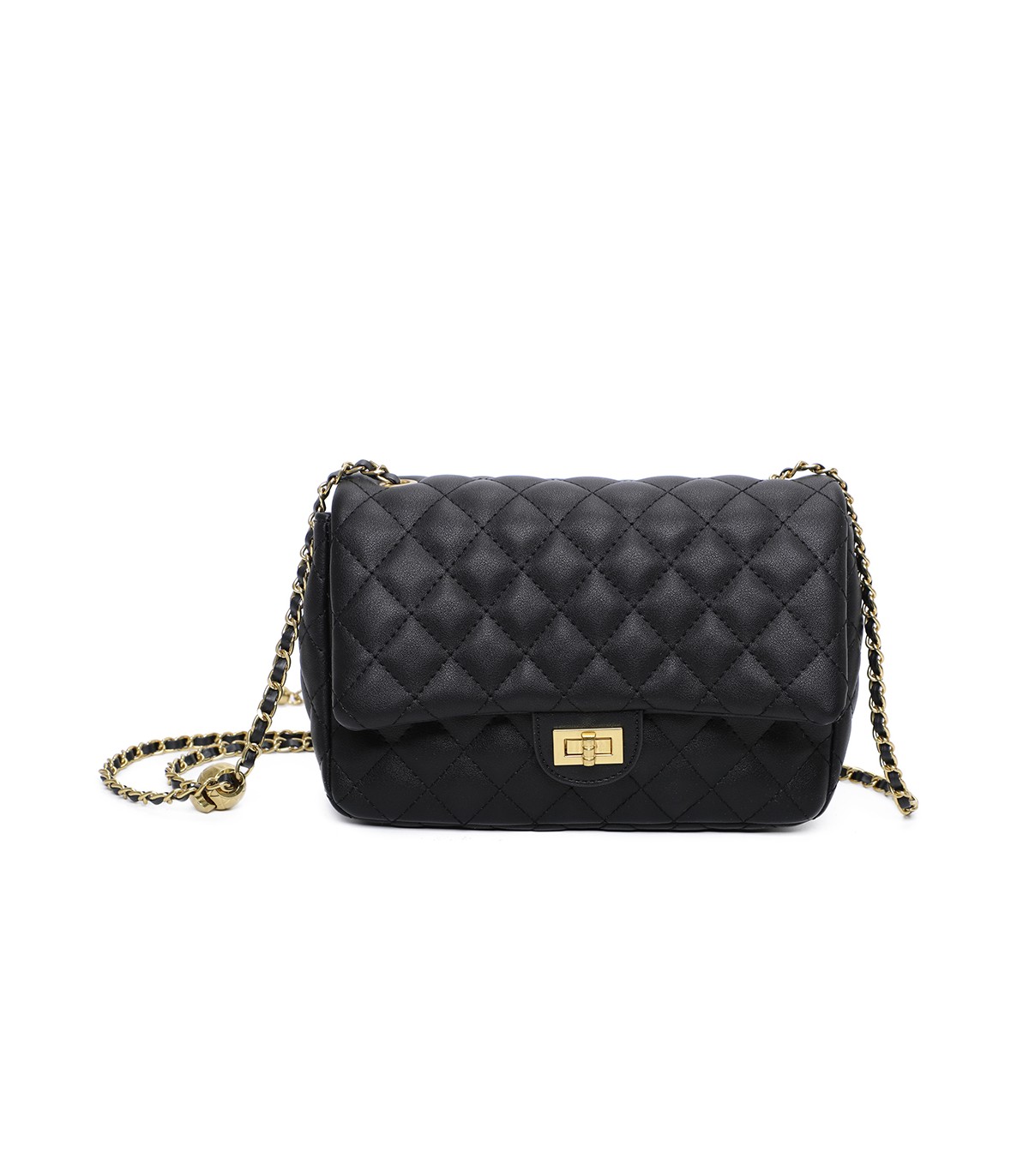 T11487 - Bolso bandolera con cierre de pestillo y asa de cadeneta de colores